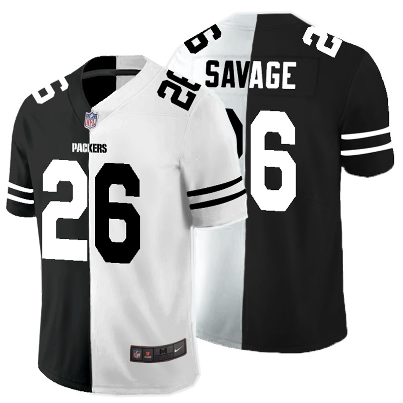 Men's Green Bay Packers #26 Darnell Savage Black & White Split Limited Stitched Jersey